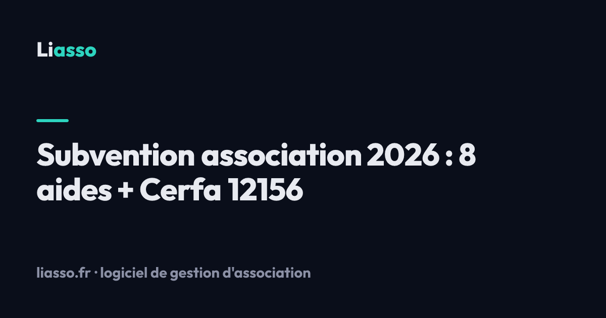 Subvention association 2026 : 8 aides + Cerfa 12156